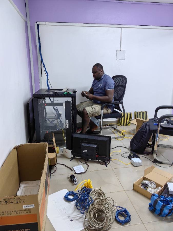 Daniel working on a network installation
